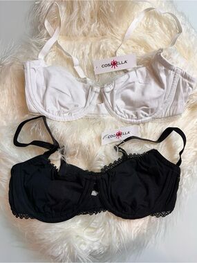 NWT Cosabella Soft Cotton Underwire Bra 2-Pack Black White 34B Made In Italy